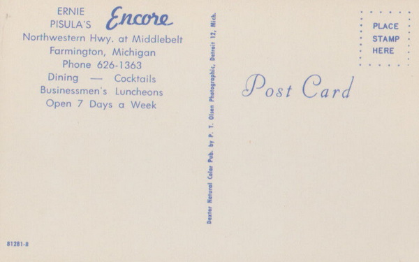 Ernie Pisulas Encore - Old Postcard View (newer photo)